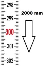 REGLET GRADUE VERTICAL ZÉRO EN HAUT LONGUEUR 2000 MM<br>REF : RGVR1-00H020